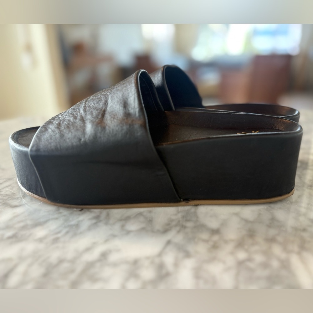 beek Black Leather Platform Sandals